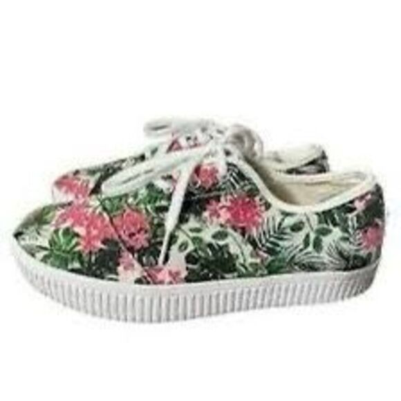 TOMS Womens Size 5.5 Cardones Indio Platform Sneakers Tropical Floral Canvas NWT - Picture 1 of 16